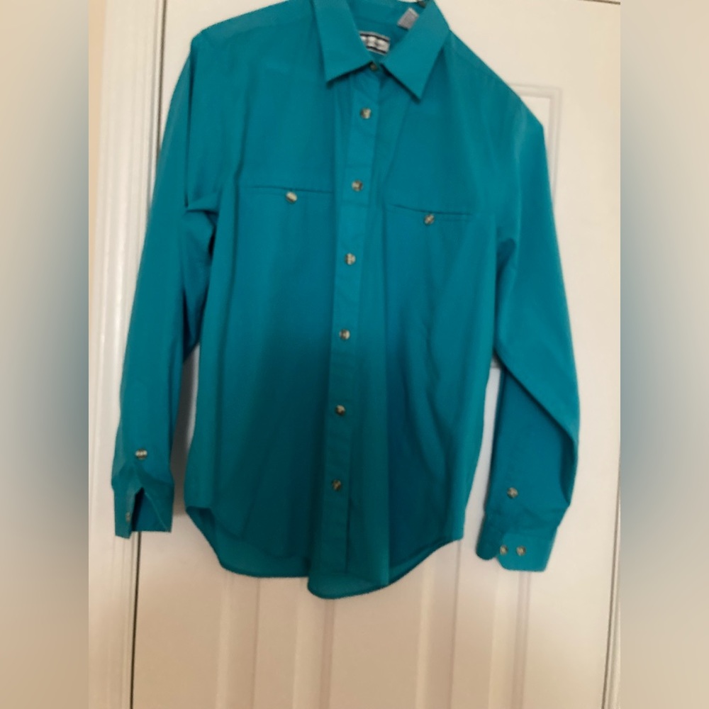 Size 10 turquoise/green button shirt